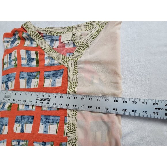 Vanessa Virginia Womens Mixed Print Sheer Kimono Sleeve Top Blouse Medium Multi - Picture 7 of 8